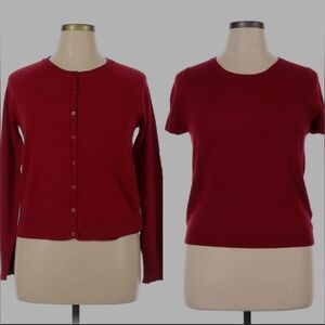 Neiman Marcus Cashmere Vintage, Classic Red Women's Sweater Set Size L